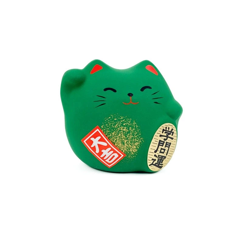 Round Maneki Neko - Green 3 Round Maneki Neko - Green