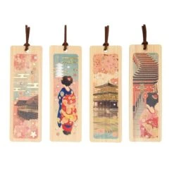 Japanese Bookmark – Cypress - Geisha & Torii -Shibui Store marque page cypres japonais geisha torii 326