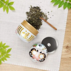 Metal Tea Box - White Daruma -Shibui Store metal tea box white daruma 411