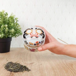 Metal Tea Box - White Daruma -Shibui Store metal tea box white daruma 971