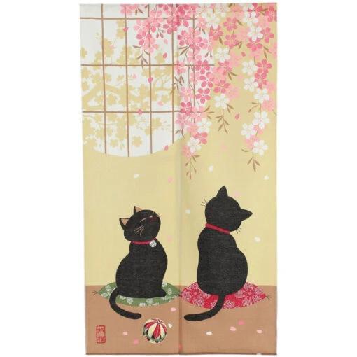 Japanese Noren - Sakura Neko