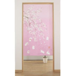 Japanese Noren - Sakura Usagi -Shibui Store noren japonais sakura usagi 85 x 150 cm 606
