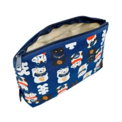 Japanese Clutch Bag - Blue Maneki Neko -Shibui Store pochette japonaise maneki neko bleu 748