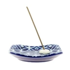 Ceramic Incense Burner Holder - Blue Shippoh 10 Ceramic Incense Burner Holder - Blue Shippoh -Shibui Store porte encens ceramique bleu motif shippoh 369