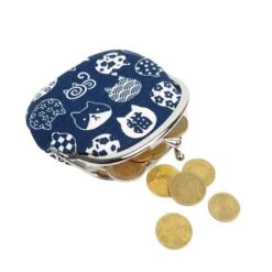 Gamaguchi Wallet – Neko Blue -Shibui Store porte monnaie gamaguchi neko bleu 828