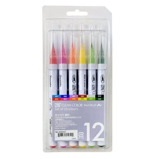 ZIG Brush Pens - Extra Fine Tip - Set Of 12