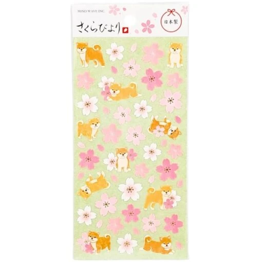 Japanese Stickers -Sakura Shiba Inu