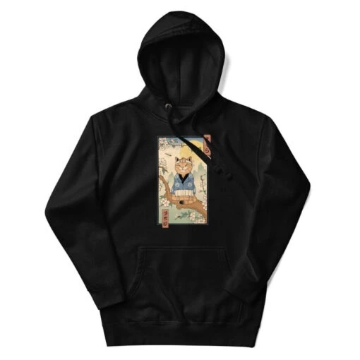 Japanese Hoodie - Ukiyo-e Neko Sakura