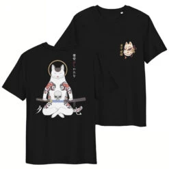 Japanese Tee Shirt - Samurai Cat 16 Japanese Tee Shirt - Samurai Cat -Shibui Store t shirt japonais chat samourai 842