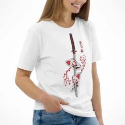 Japanese Tee Shirt - Kitsune Sakura -Shibui Store t shirt japonais kitsune sakura 836