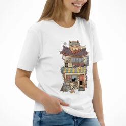 Japanese Tee Shirt - Neko Coffee 11 Japanese Tee Shirt - Neko Coffee -Shibui Store t shirt japonais neko cafe 680