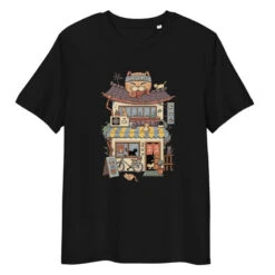 Japanese Tee Shirt - Neko Coffee 10 Japanese Tee Shirt - Neko Coffee -Shibui Store t shirt japonais neko cafe s noir 427