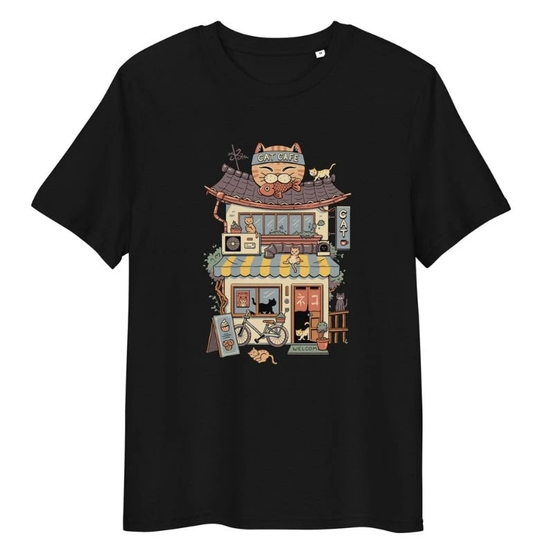 Japanese Tee Shirt - Neko Coffee 5 Japanese Tee Shirt - Neko Coffee - Image 3