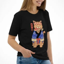 Japanese Tee Shirt - Neko Sushi Master -Shibui Store t shirt japonais neko maitre sushi 832