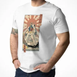 Japanese Tee Shirt - Ukiyo-e Mecha & Fuji -Shibui Store t shirt japonais ukiyo e mecha fuji 812