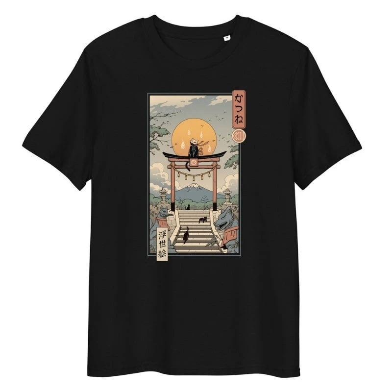 Japanese Tee Shirt - Ukiyo-e Neko Inari 3 Japanese Tee Shirt - Ukiyo-e Neko Inari
