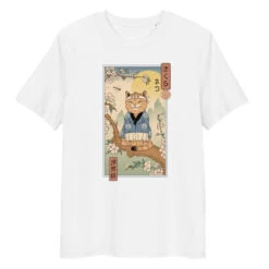 Japanese Tee Shirt - Ukiyo-e Neko Sakura