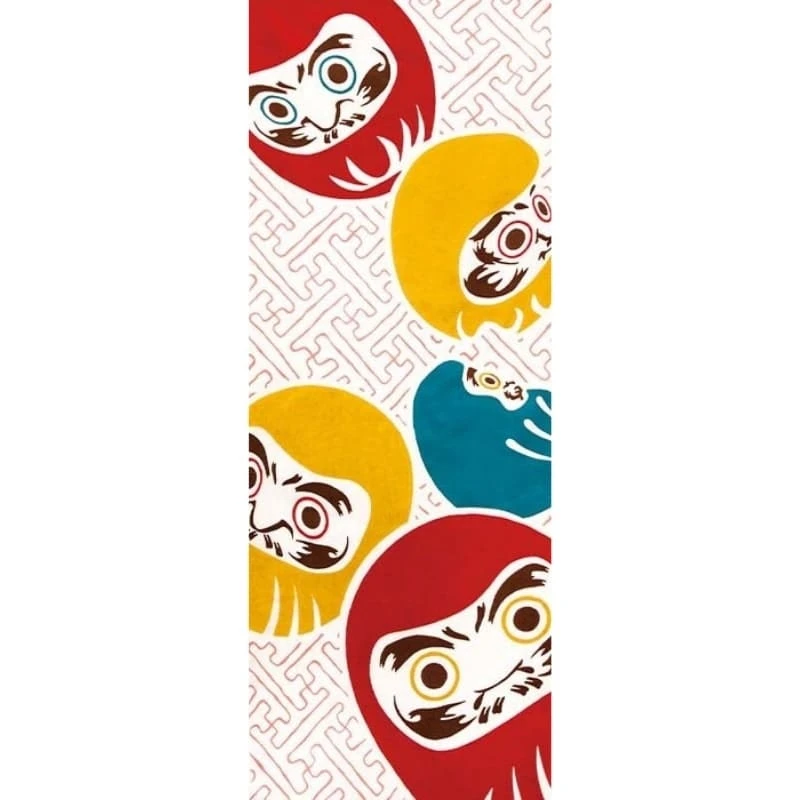 Japanese Tenugui – Shiawase Daruma 3 Japanese Tenugui – Shiawase Daruma