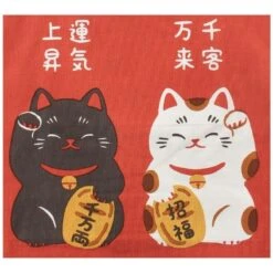 Japanese Tote Bag – Red Maneki Neko Shōfuku -Shibui Store tote bag rouge maneki neko shofuku 970