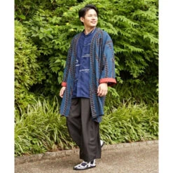 Blue Japanese Jacket For Men -Shibui Store veste japonaise homme bleu 836