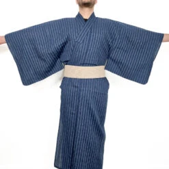 Blue Striped Yukata -Shibui Store yukata japonais raye bleu 198