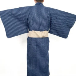 Blue Striped Yukata -Shibui Store yukata japonais raye bleu 426