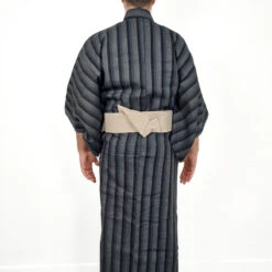 Striped Yukata - Black -Shibui Store yukata japonais raye noir 388